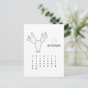 September Customizable Cactus 2024 Calendar Card