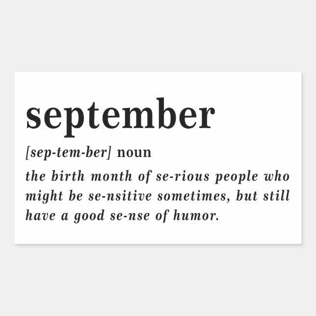 September Definition Birthday Rectangular Sticker (Front)