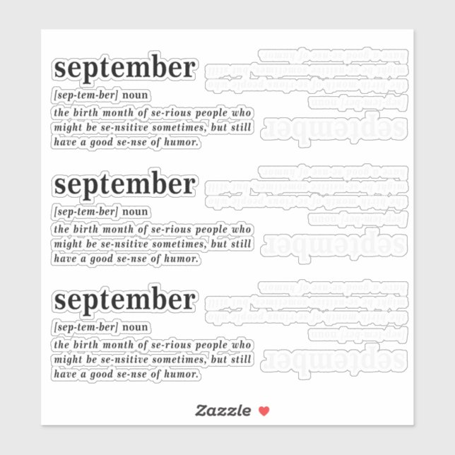 September Definition Birthday Sticker (Sheet)