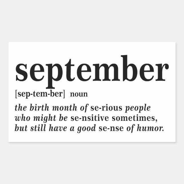 September Definition Rectangular Sticker (Front)