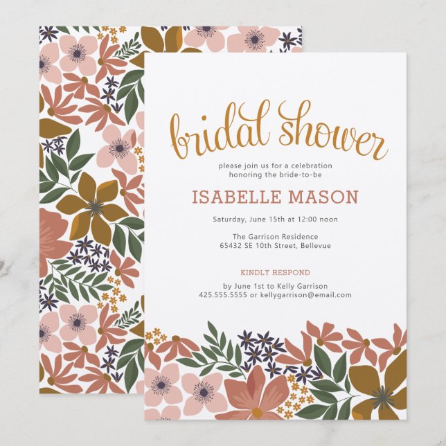 September Floral Bridal Shower Invitation (Front/Back)
