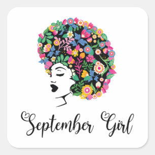 September Girl Colorful Birthday Square Sticker