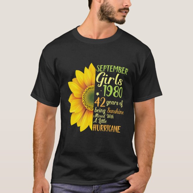 September Girls 1980 42 Years Being Sunshine Mixed T-Shirt (Front)