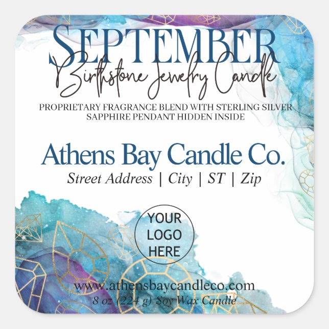 September Hidden Jewelry Candle Product Label (Front)