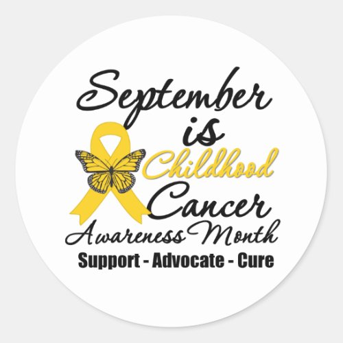September is Childhood cancer Awareness Month v2 Classic Round Sticker