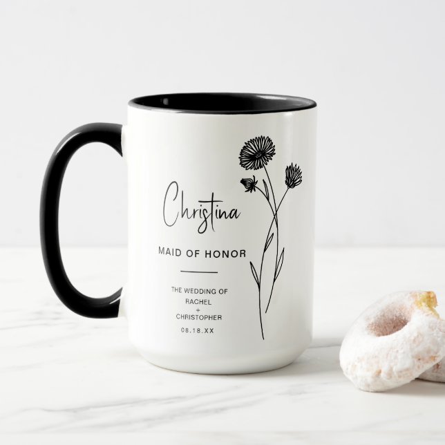 September Maid of Honor | Aster Birth Flower Mug (With Donut)