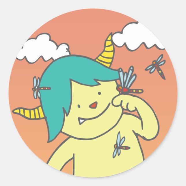 September monster seal. classic round sticker (Front)