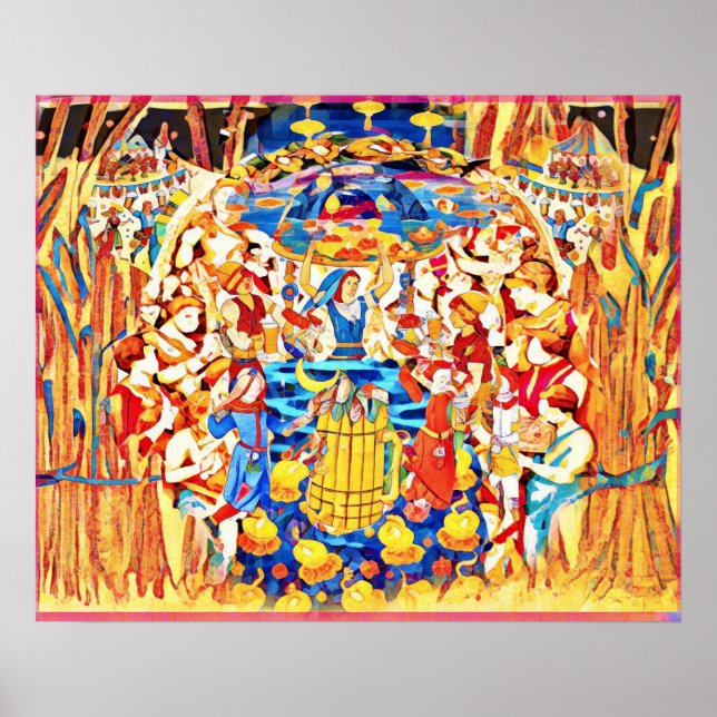 September Naive Folk Art Autumn Celebration Poster (Front)