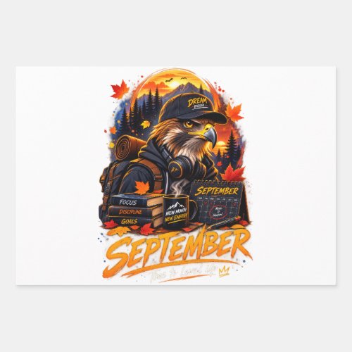 September New Month New Energy Eagle Motivation 27 Wrapping Paper Sheets