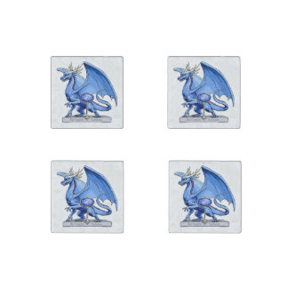 September’s Birthstone Dragon: Blue Sapphire Art  Stone Magnet