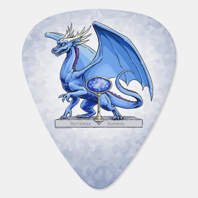 September’s Birthstone Dragon: Sapphire Guitar Pick (Back)
