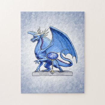 September’s Birthstone Dragon: Sapphire Jigsaw Puzzle by critterwings at Zazzle
