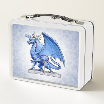 September’s Birthstone Dragon: Sapphire Metal Lunch Box by critterwings at Zazzle