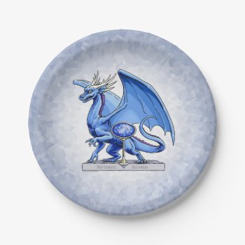 September’s Birthstone Dragon: Sapphire Paper Plates by critterwings at Zazzle