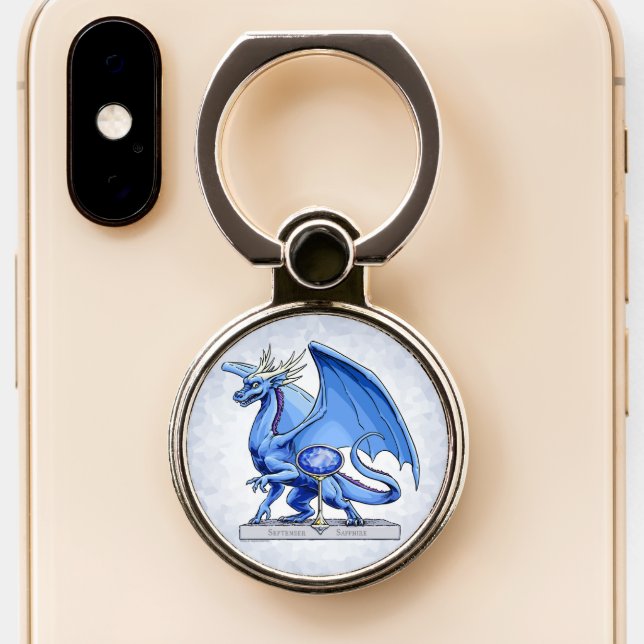 September’s Birthstone Dragon: Sapphire Phone Ring Stand (Close Up)