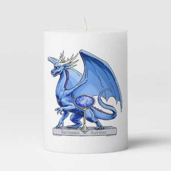 September’s Birthstone Dragon: Sapphire Pillar Candle by critterwings at Zazzle