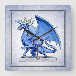 September’s Birthstone Dragon: Sapphire Square Wall Clock
