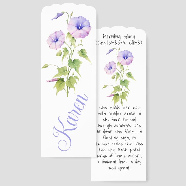 September’s Thread: Morning Glory Bloom  Bookmarks (Front & Back)