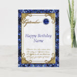 September Sapphire Birthstone Birthday Card at Zazzle