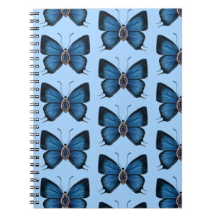 September Sapphire Blue Butterfly Pattern Design Notebook