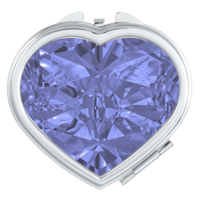 September Sapphire Heart Compact Mirror (Front)