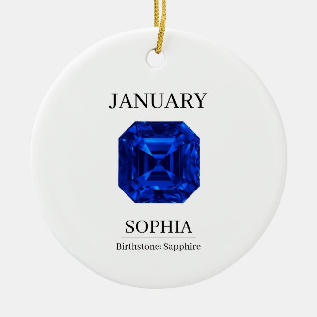 September Sapphire Personalized Birthday Ceramic Ornament (Front)