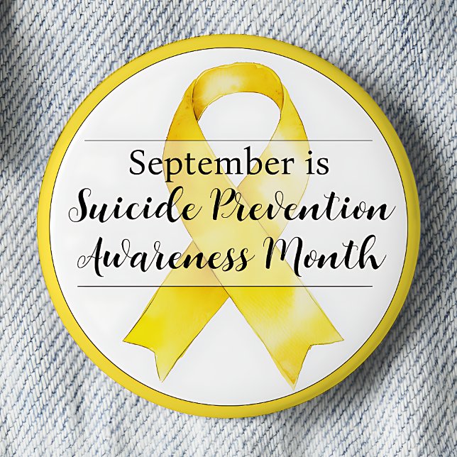 September Suicide Prevention Awareness Ribbon Button (September is Suicide Prevention Awareness Month)