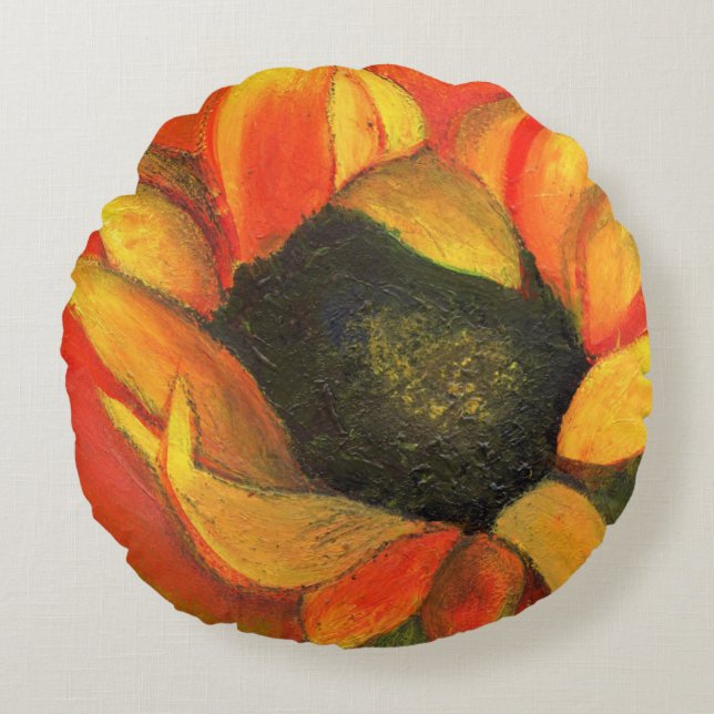 September Sunflower 2011 Round Pillow (Front)