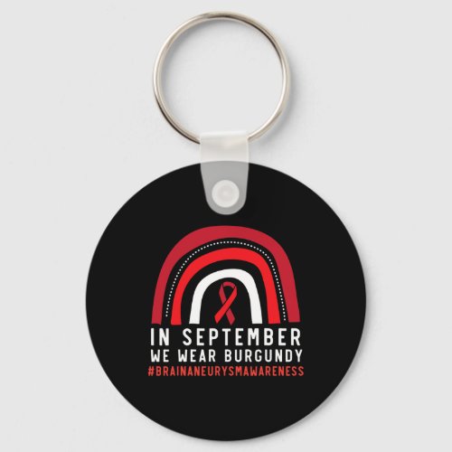 September We Wear Burgundy Brain Aneurysm Awarenes Keychain