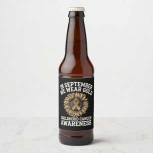 September We Wear Gold Childhood Cancer Awareness  Beer Bottle Label
