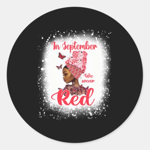 September We Wear Red Black Woman Blood Cancer Awa Classic Round Sticker