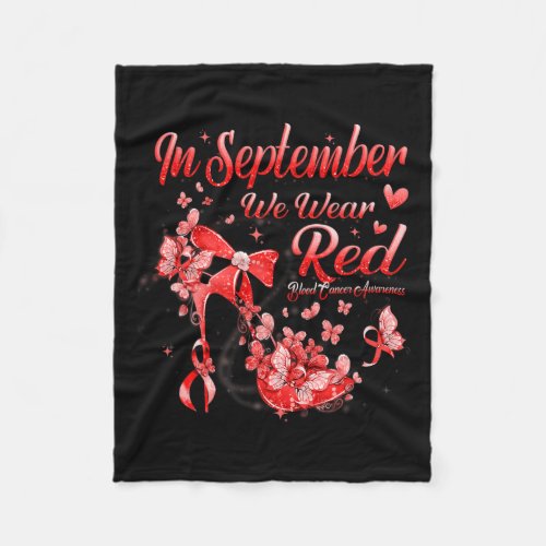 September We Wear Red Butterfly Blood Cancer Aware Fleece Blanket