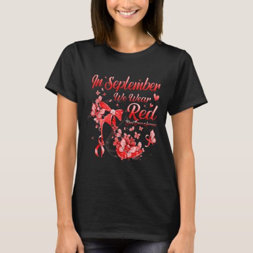 September We Wear Red Butterfly Blood Cancer Aware T_Shirt