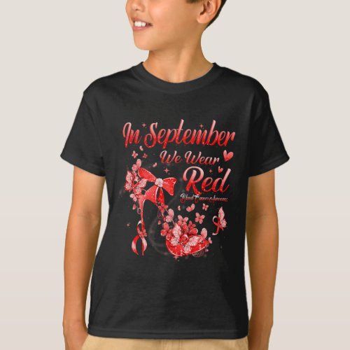 September We Wear Red Butterfly Blood Cancer Aware T_Shirt