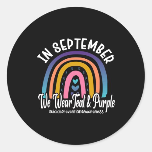 September We Wear Teal And Purple Suicide Preventi Classic Round Sticker