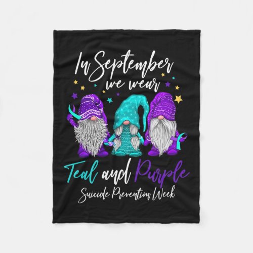 September We Wear Teal And Purple Suicide Preventi Fleece Blanket