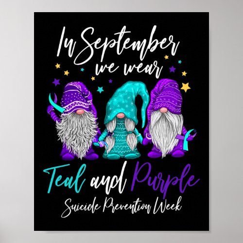 September We Wear Teal And Purple Suicide Preventi Poster