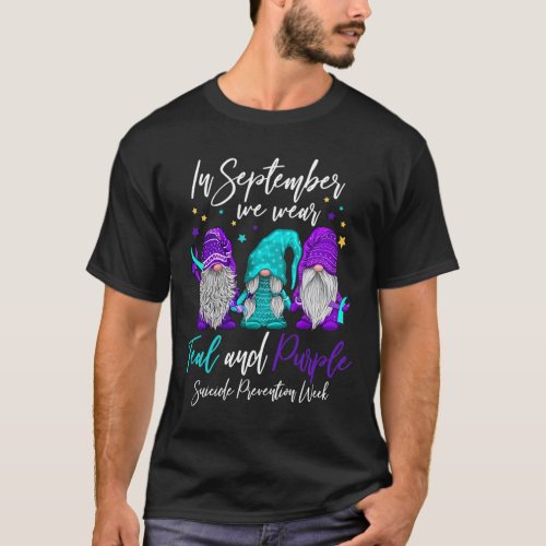 September We Wear Teal And Purple Suicide Preventi T_Shirt