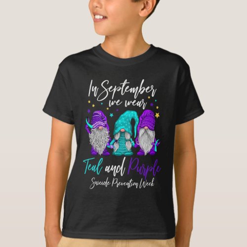 September We Wear Teal And Purple Suicide Preventi T_Shirt