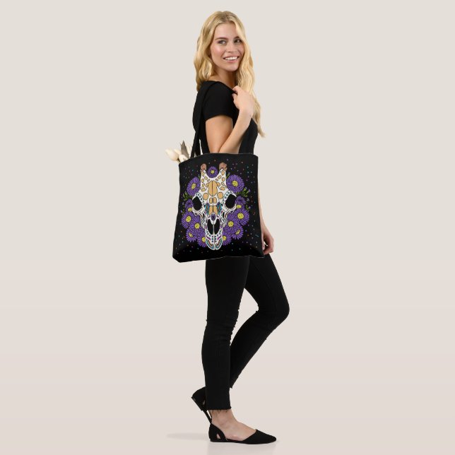 September's Aster & Giraffe Skull Tote Bag (On Model)
