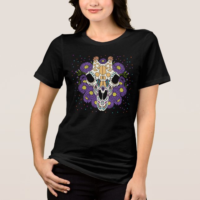 September's Aster & Giraffe Skull Tri-Blend Shirt (Front)