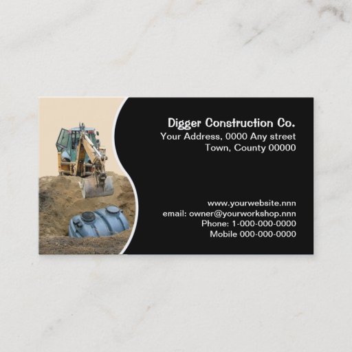 Customizable Yellow excavator business card