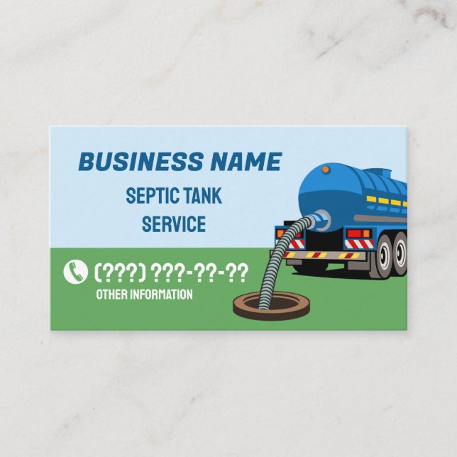 Septic Tank Pumping Service Business Card (Front)