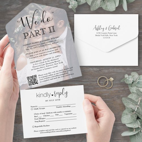Sequel Wedding QR Code RSVP  Photo We Do Part Two All In One Invitation