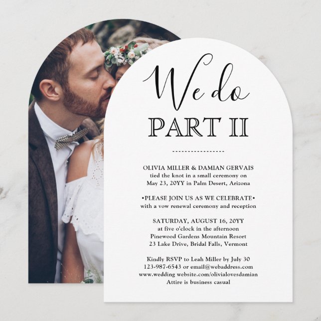 Sequel Wedding We Do Part II Elegant Modern Photo Invitation (Front/Back)