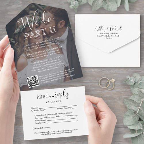 Sequel Wedding We Do Part Two Photo  QR Code RSVP All In One Invitation