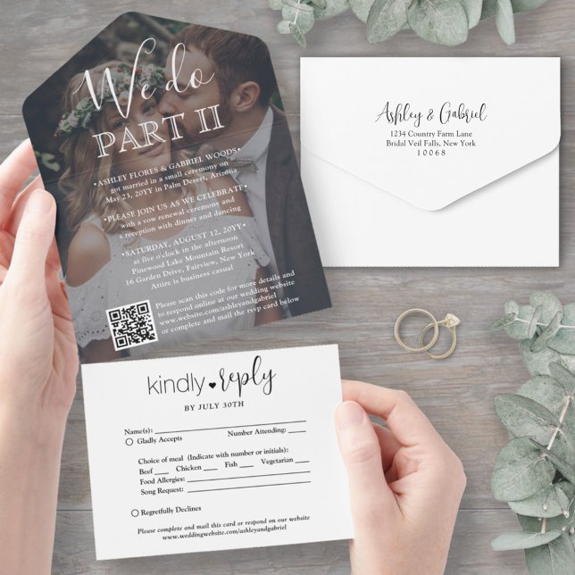 Sequel Wedding We Do Part Two Photo & QR Code RSVP All In One Invitation (Creator Uploaded)