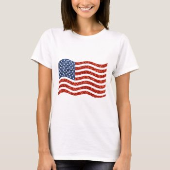 Sequin American Flag T-shirt by vintagetraveler at Zazzle
