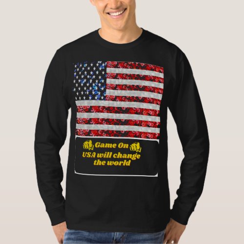 Sequin American Flag T_shirt USA