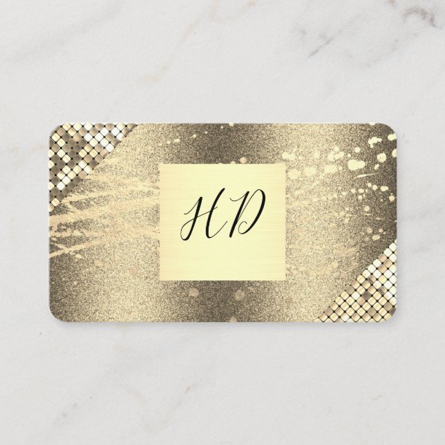 Sequin and Glitter Executive Gold Spatter Business Card (Front)